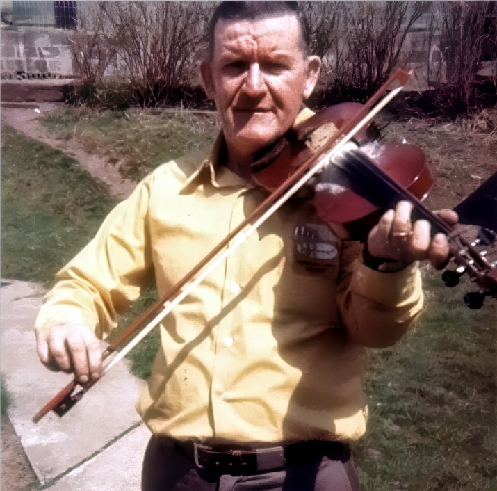 Raymond C. Johnston with fiddle